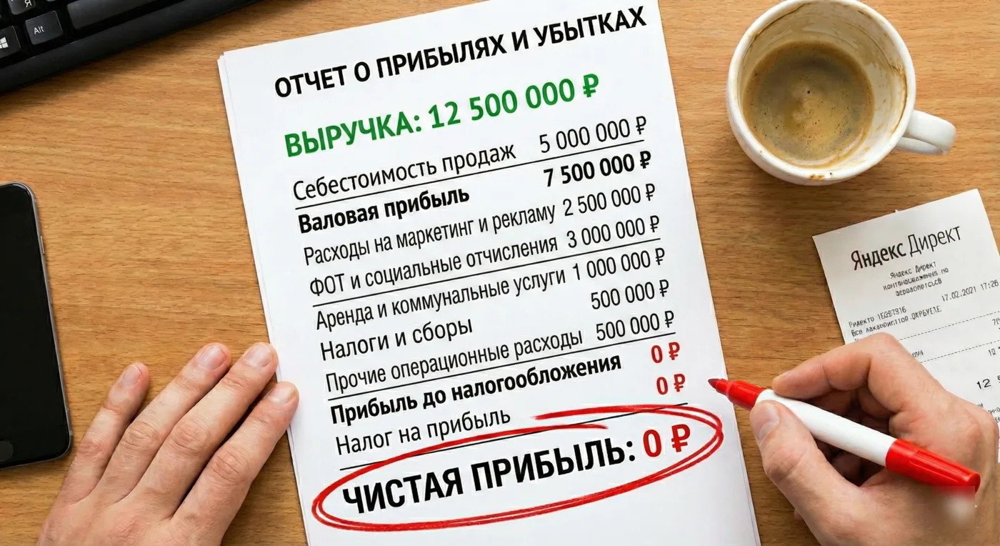 Отчёт о прибылях и убытках — чистая прибыль 0 рублей