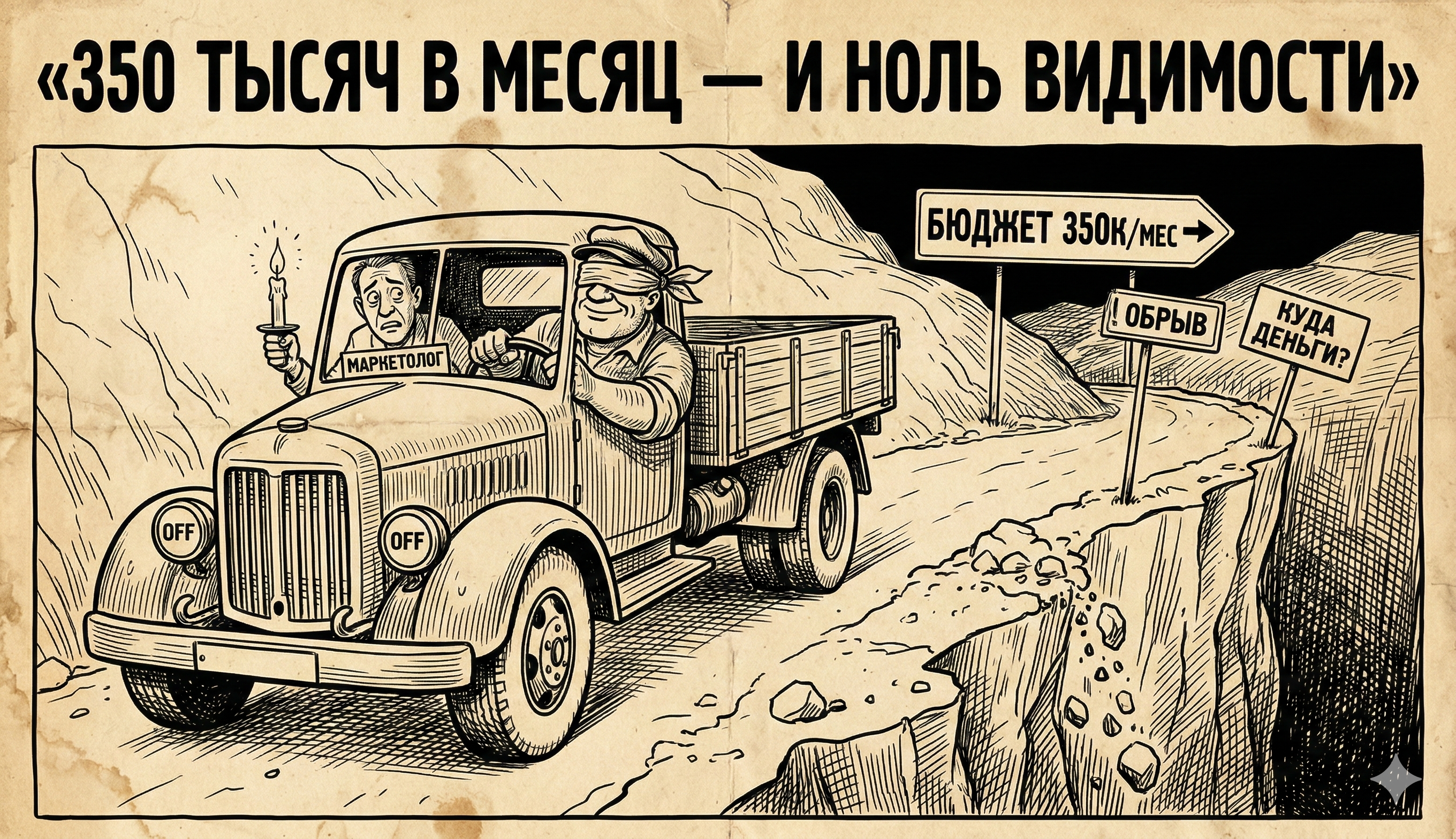 Грузовик едет ночью без фар — аналогия маркетинга без сквозной аналитики