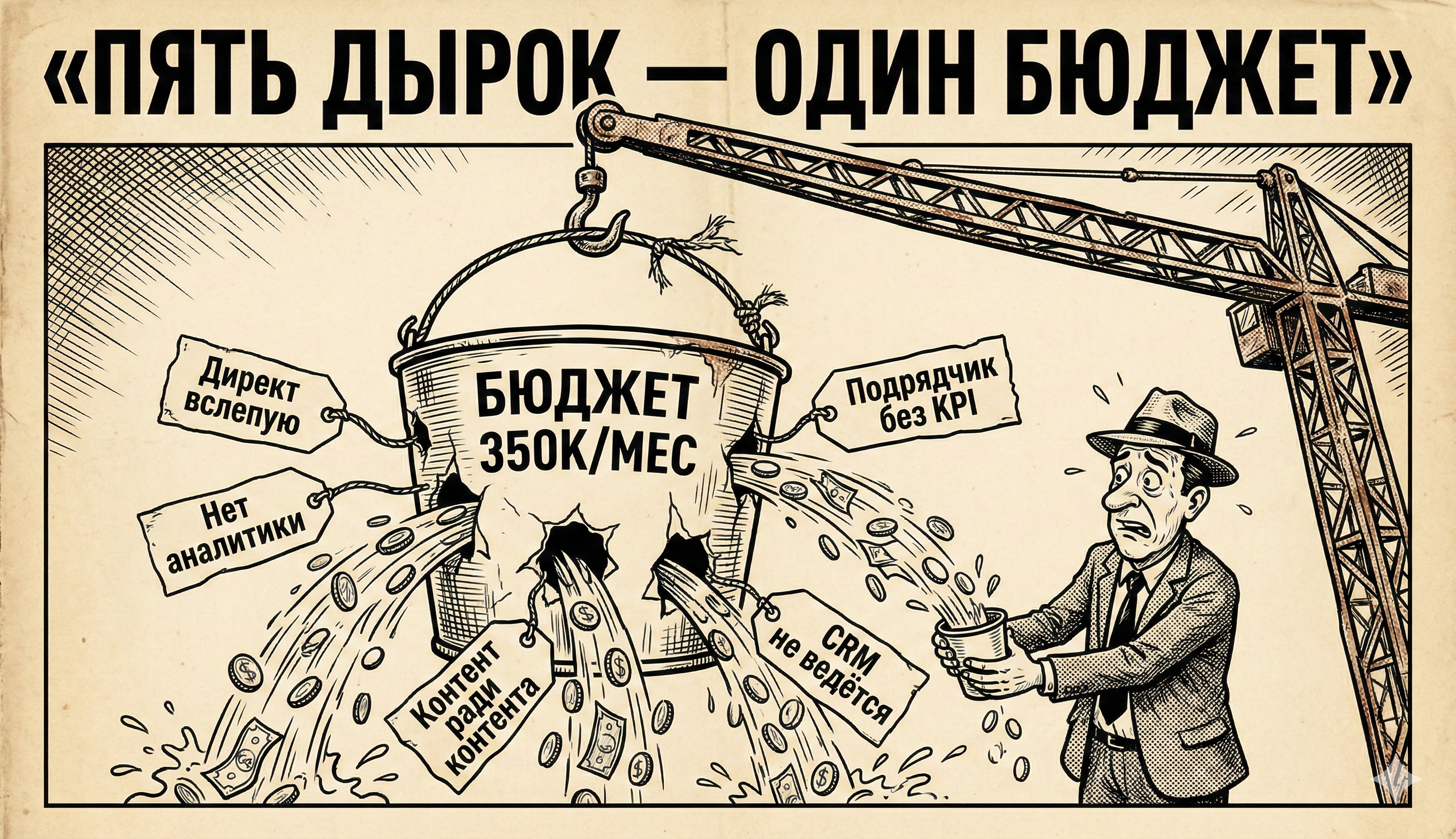 Бюджет маркетинга — ведро с пятью дырками, деньги утекают
