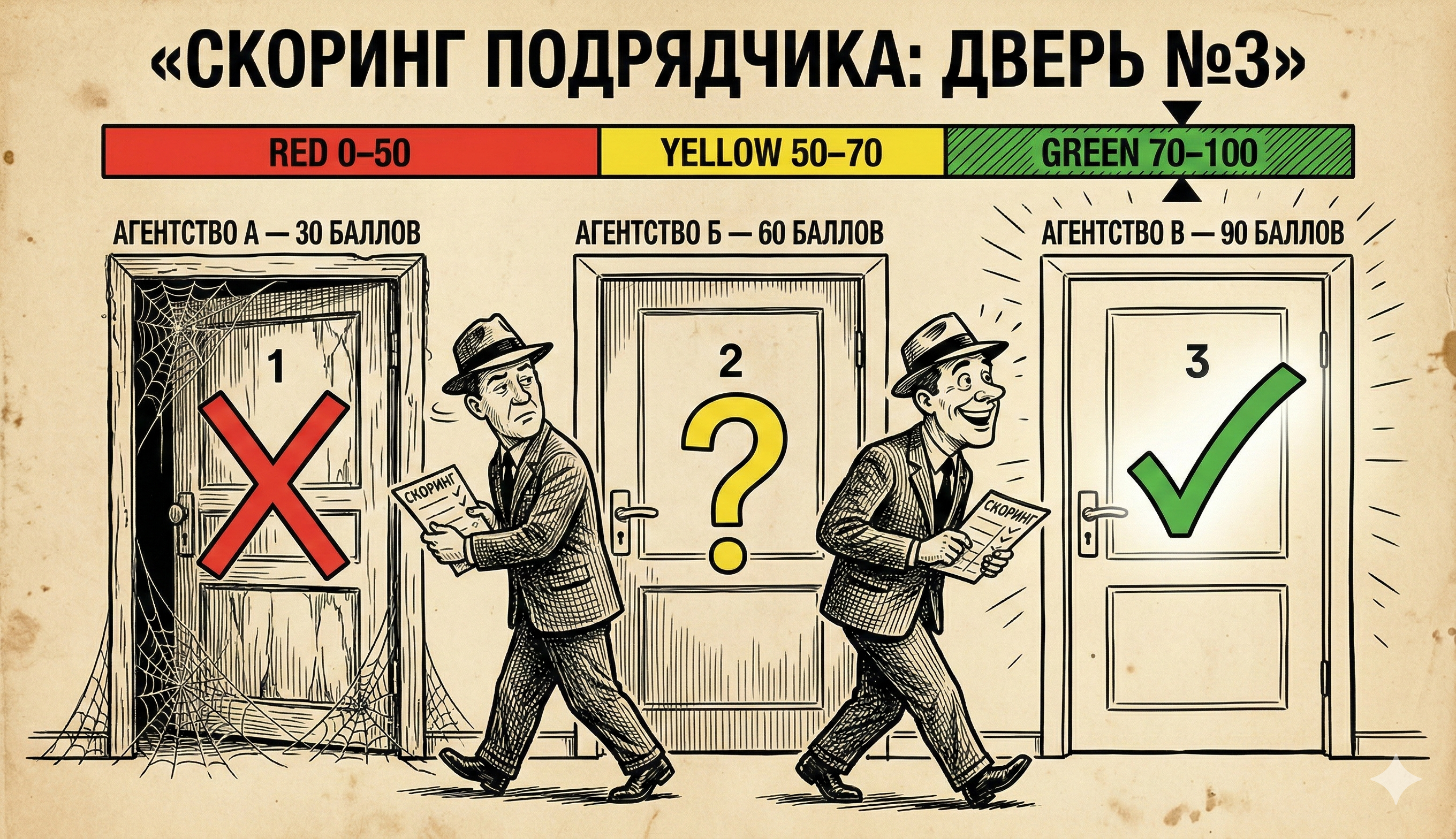 Три двери агентств — скоринг подрядчика по маркетингу из 10 пунктов